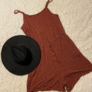 Burgundy Polka Dot Romper w/ Pockets Torrid